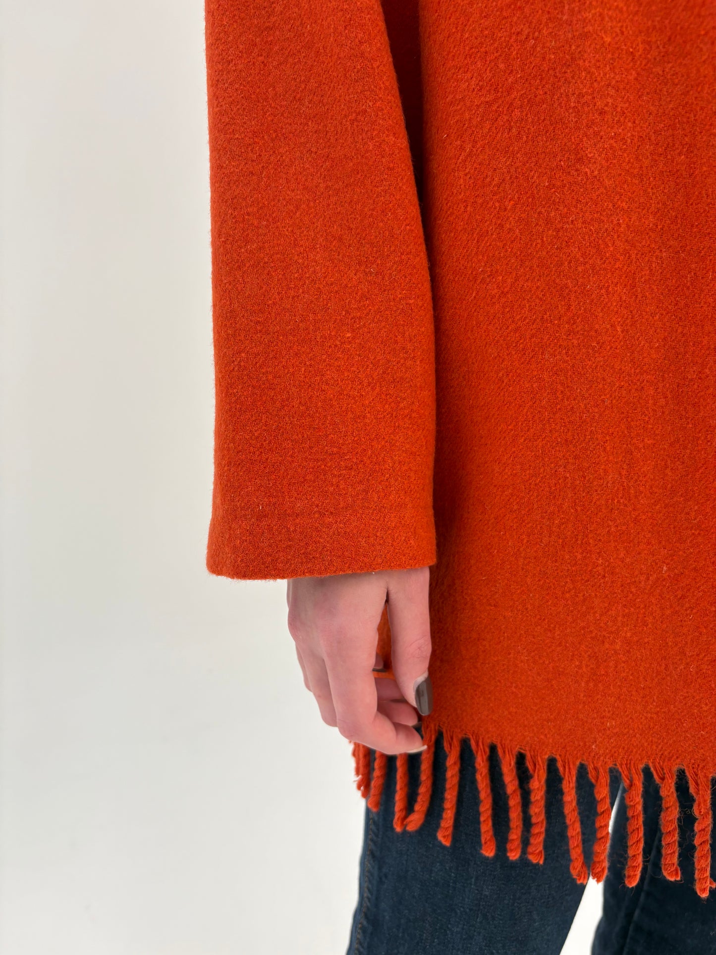 Overshirt oranj din stofă plină 80% lana extrafina