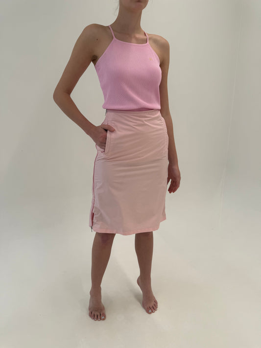 Fustă Prada cu influențe casual specifice brandului din bumbac powder pink