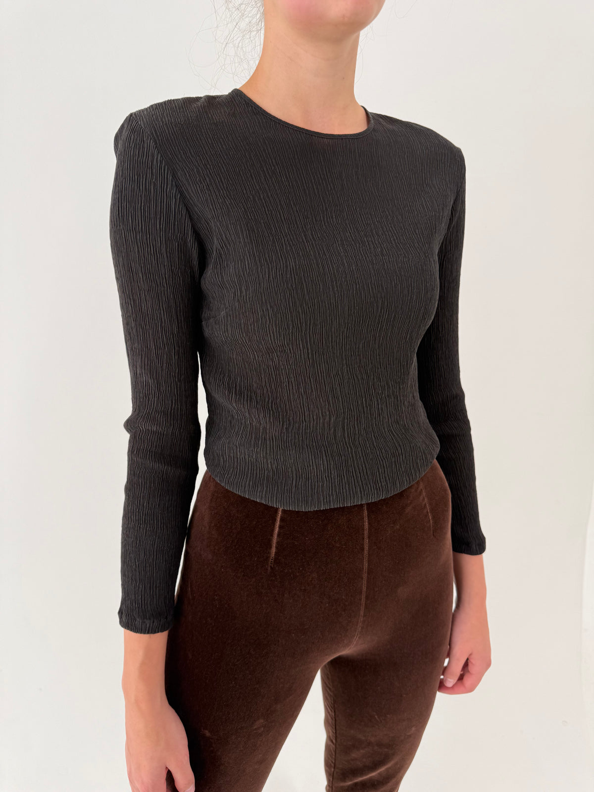 Bluză vintage în stil Issey Miyake pleats please din mătase naturală mată