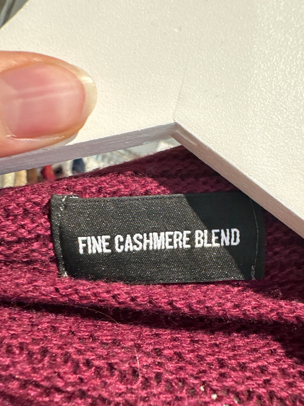 Cardigan burgundy ribbed din mix de cașmir cu funnel neck
