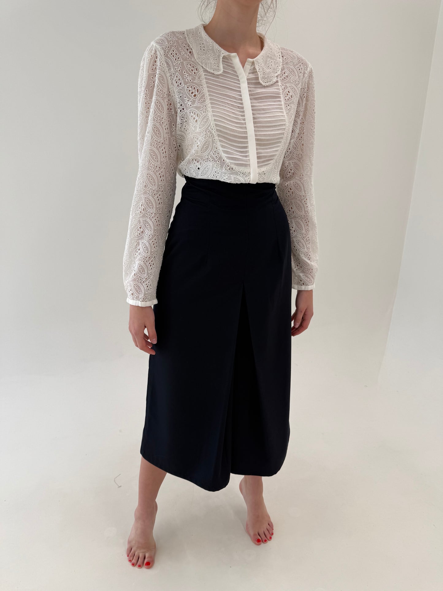Fustă pantaloni din twill de bumbac cu talie ultra ultra înaltă