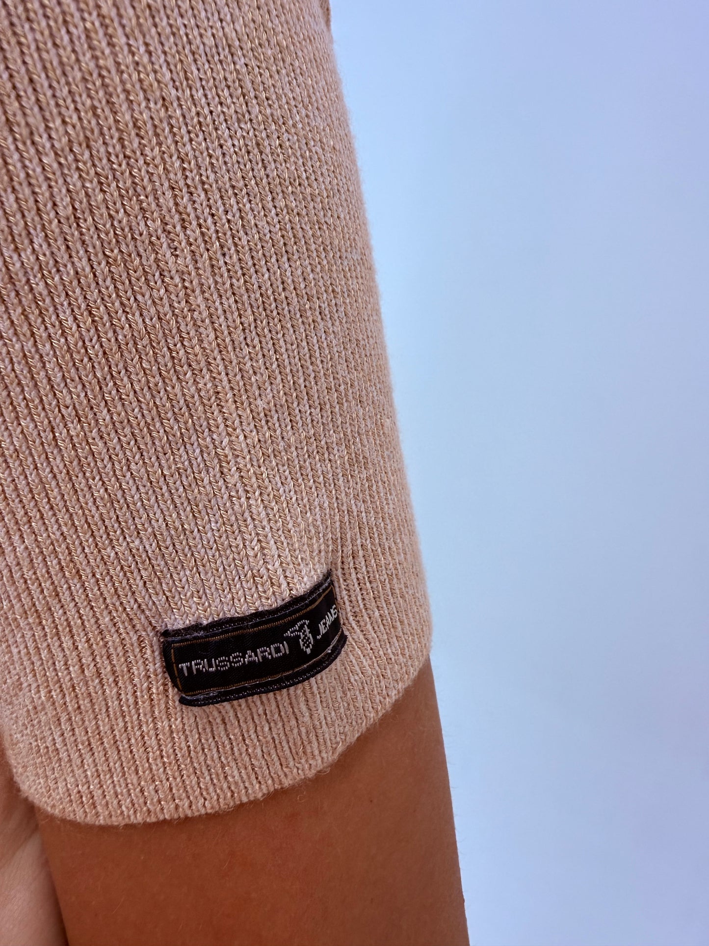 Top Trussardi pink nude din lana extrafina și bumbac