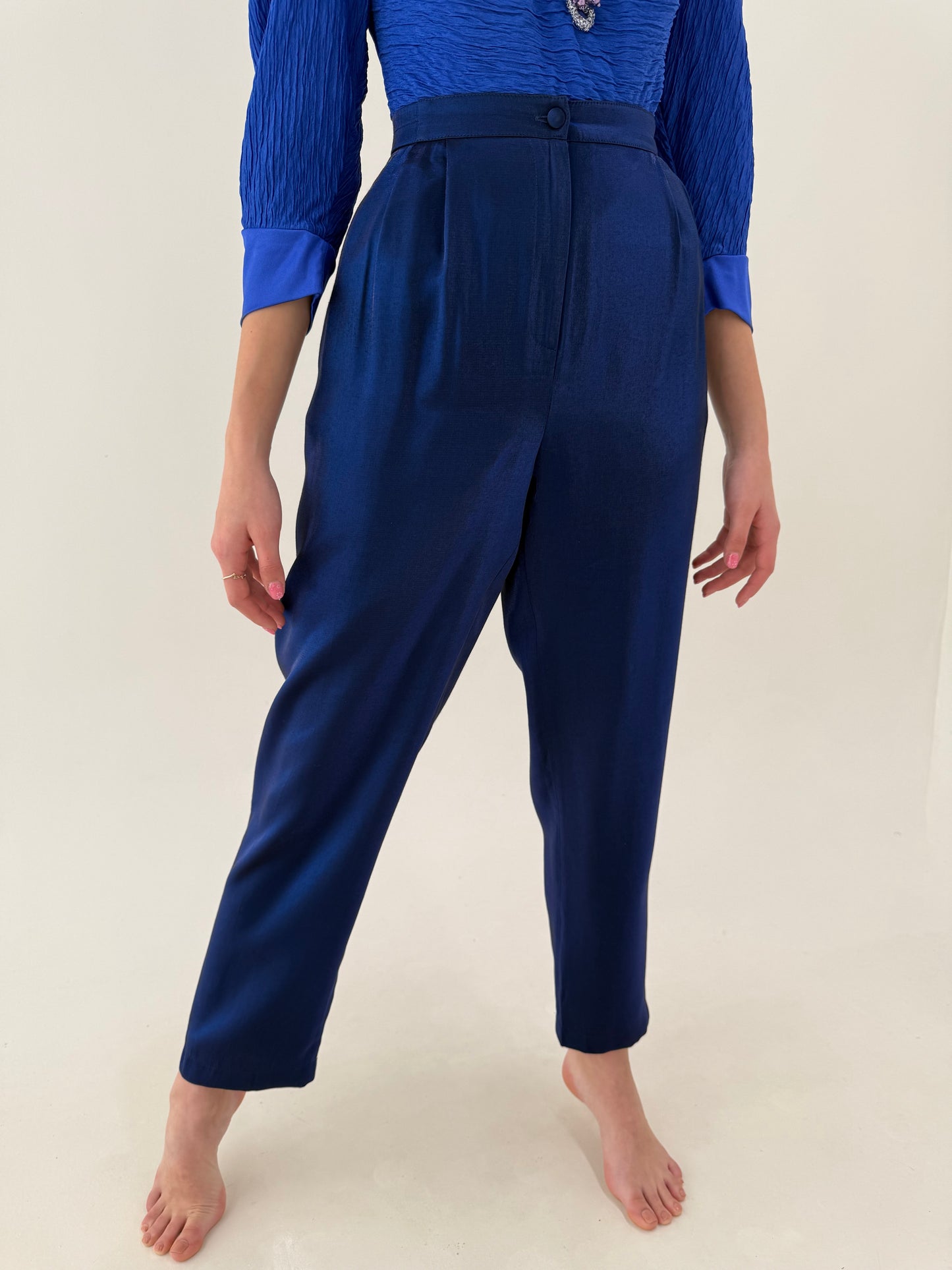 Pantaloni perlati cu talie ultra înaltă de la zi la seară