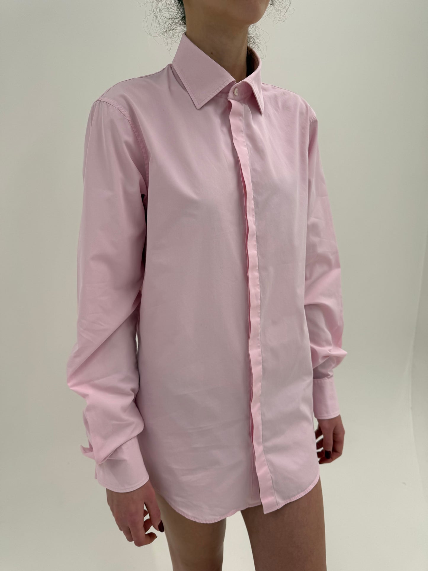 Cămașa tall Dsquared2 din bumbac egiptean în croi actual powder pink