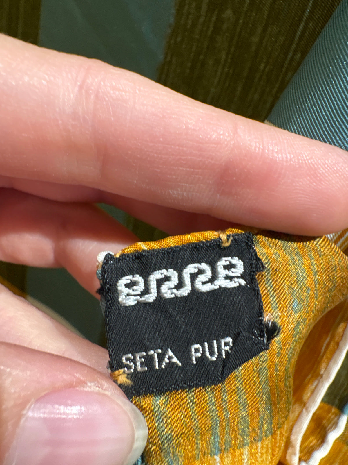 Eșarfă XXXL couture Jean Patou din mătase naturală old vintage anii 70