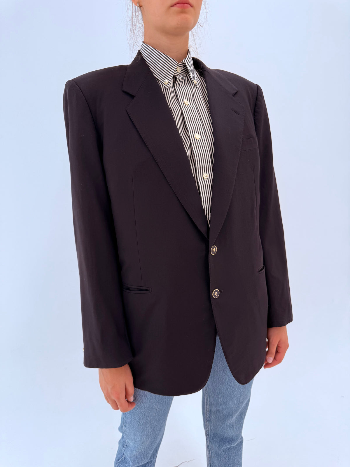 Sacou vintage luxury Pierre Cardin în croi actual din lanita extrafina Navy blue