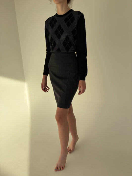 Fustă italiană din lana extrafina confort strech cu talie ultra înaltă