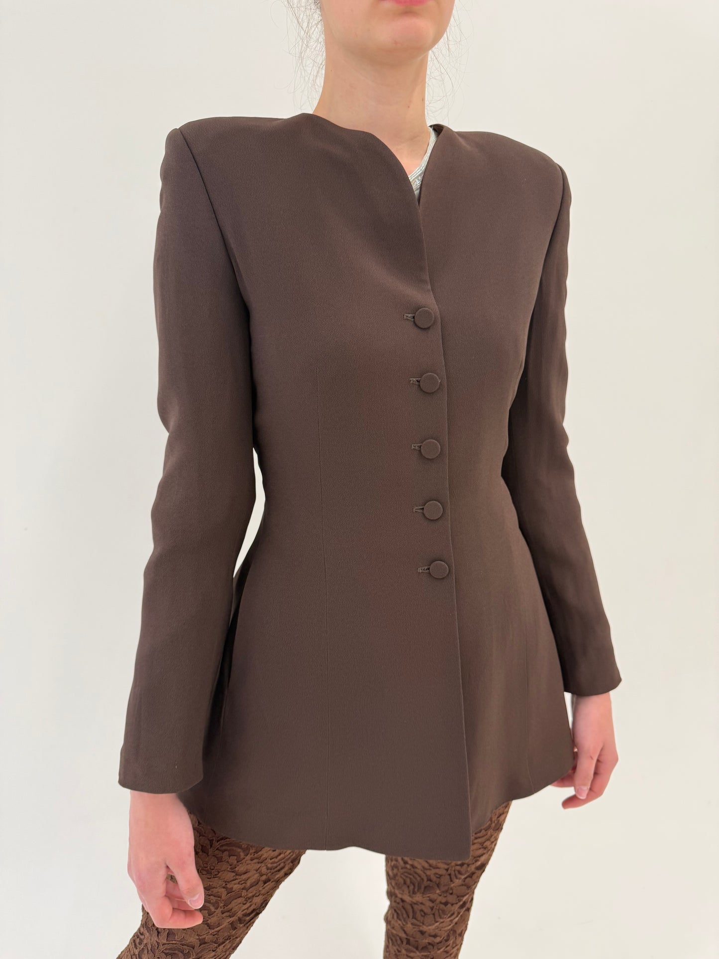 Sacou Armani ultra cambrat chocolate brown de sezon cald