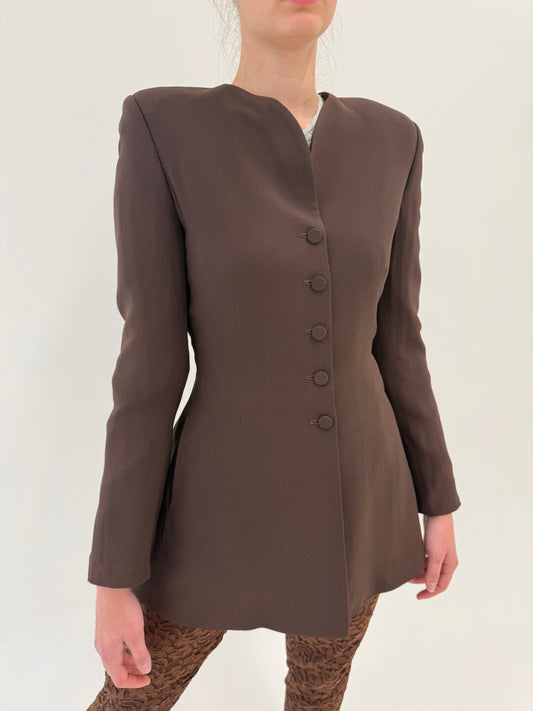 Sacou Armani ultra cambrat chocolate brown de sezon cald