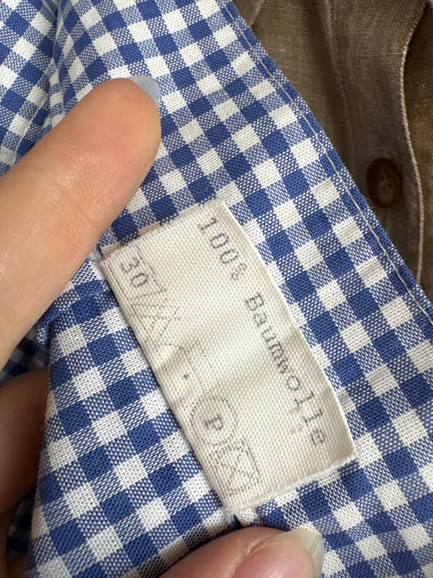 Fustă maxi vintage gingham cu talie ultra marcată înaltă din canvas de bumbac