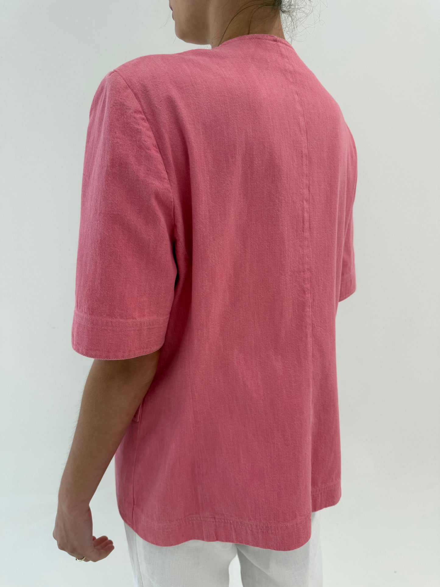 Sacou vintage italian de designer salmon pink cu aplicații metalice bijuterie din cristal