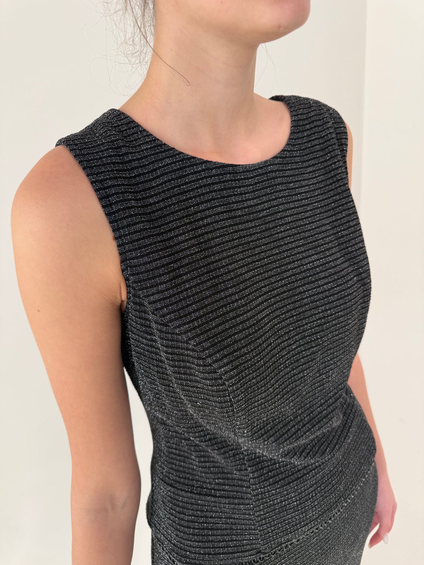 LBD maxi ultra confort cu inserții extrafine de lurex cu talie marcată