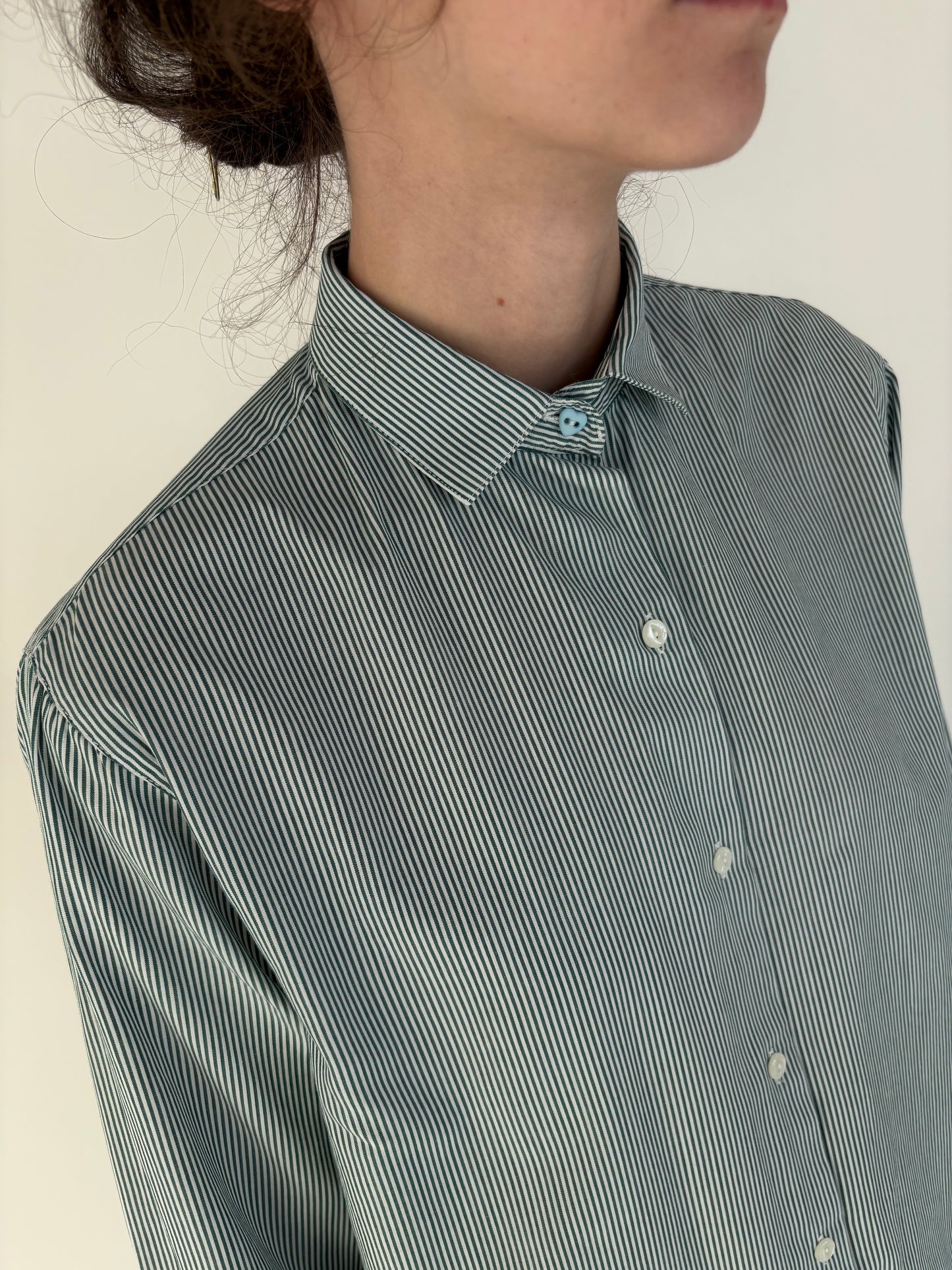 Cămașa premium italiană cu dungi forest green