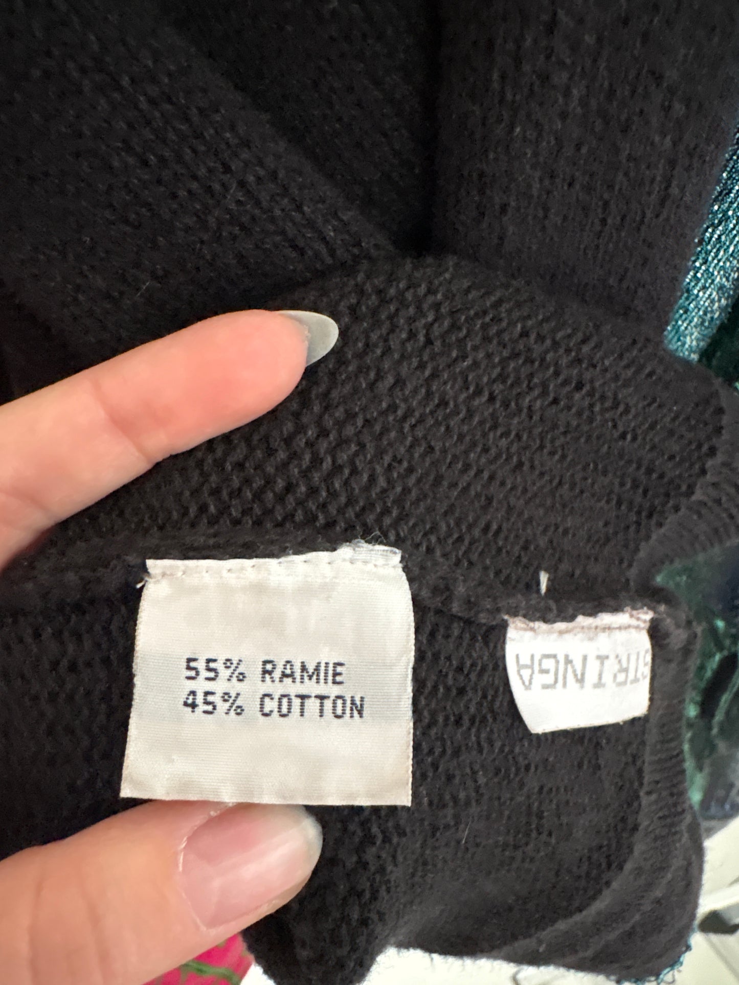 Cardigan italian vintage bijuterie din ramie și bumbac cu aplicații manuale excepționale