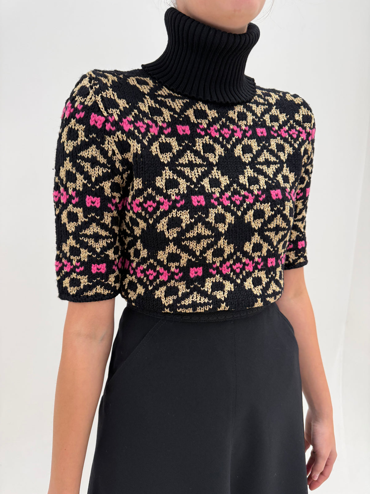 Maleta luxury Les Copains din lana plină extrafina Jacquard knit