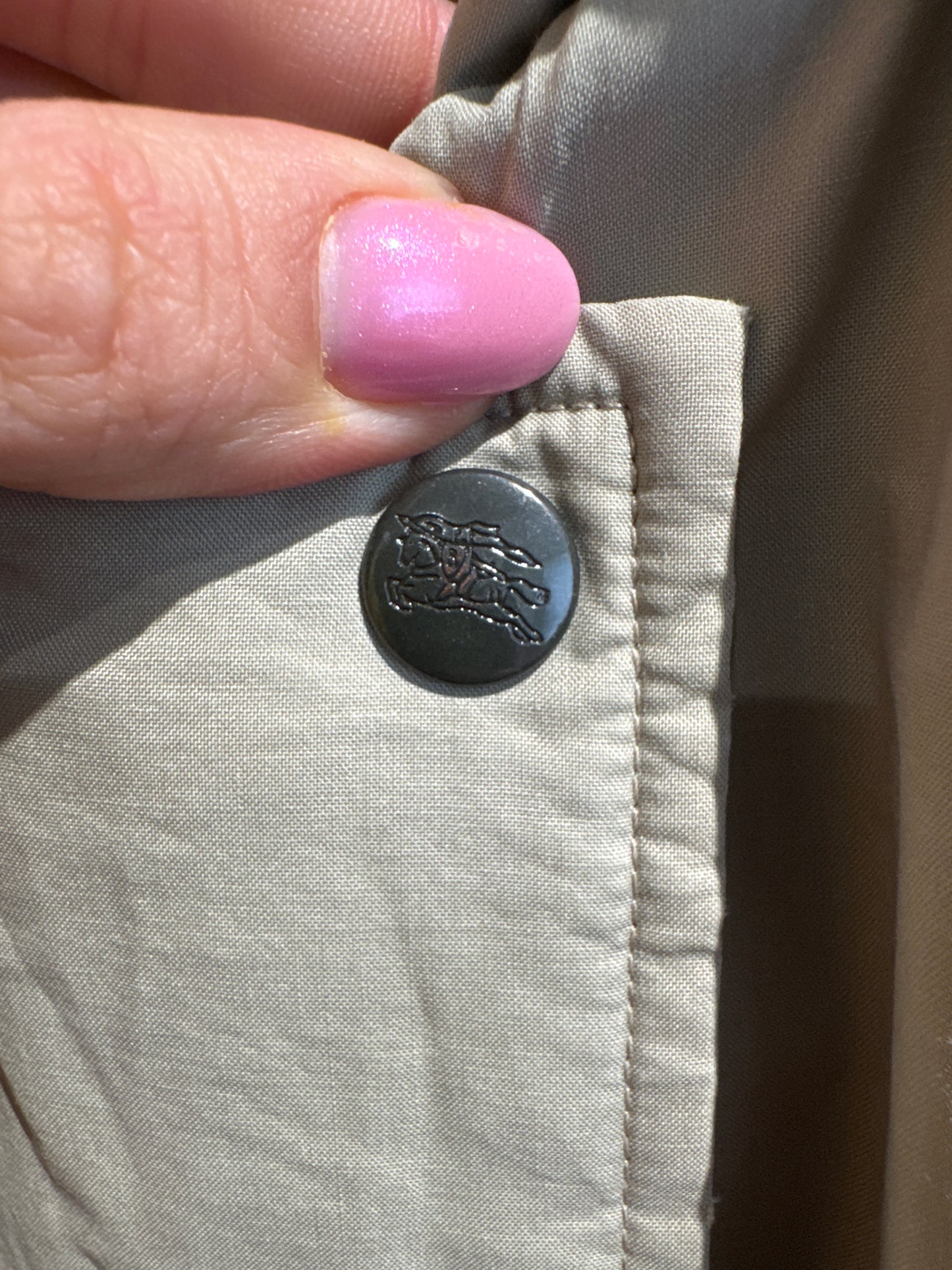 Parka vintage Burberry very light sage green cu glugă