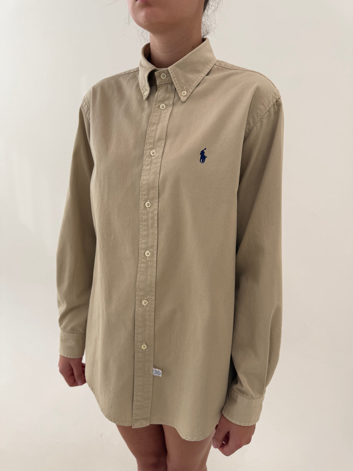 Cămașa Ralph Lauren camel din canvas gros de bumbac
