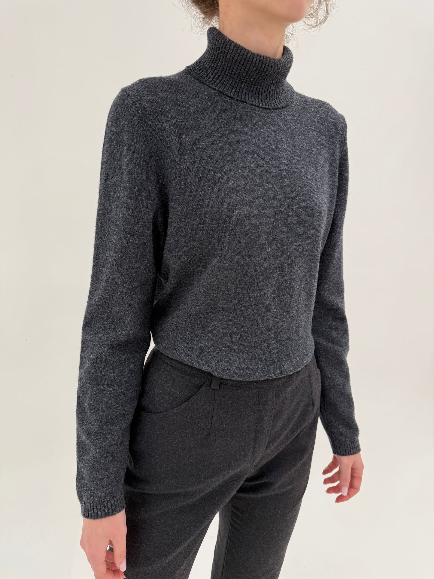 Maleta din cașmir și lana merino extrafina de gramaj mare charcoal gray