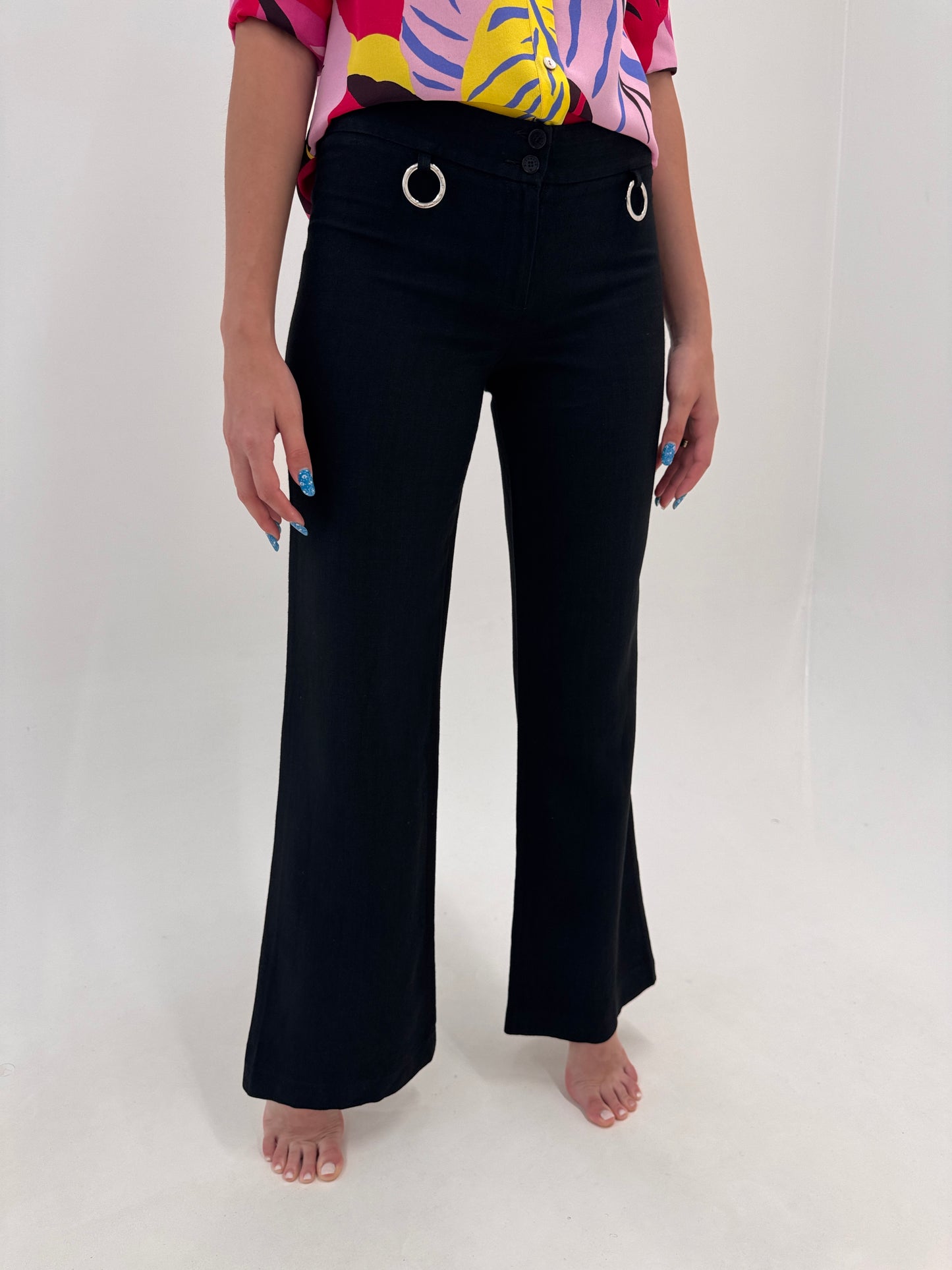 Pantaloni de brand luxury Richmond evazați din in premium negri