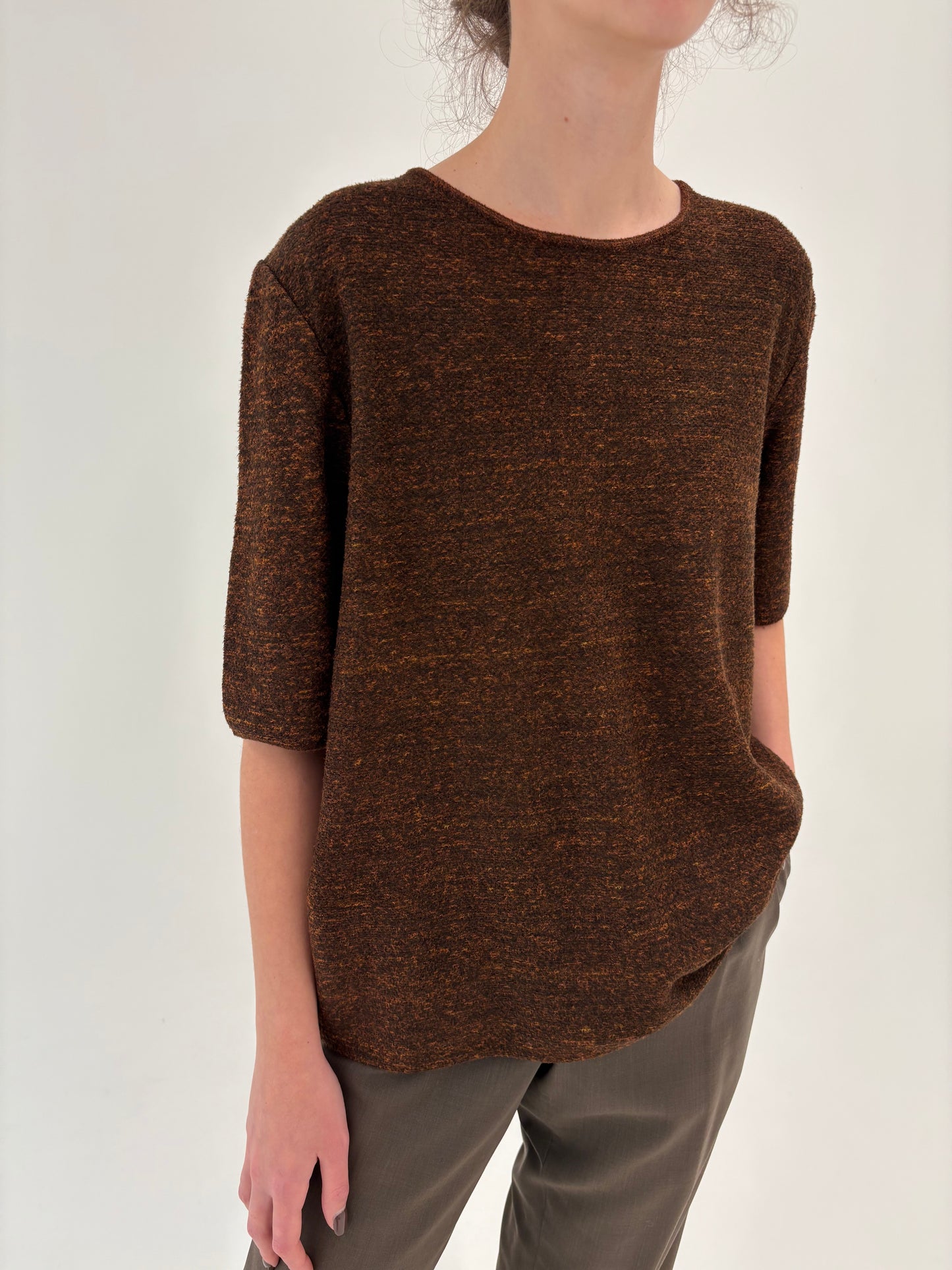 Top italian chocolate brown din lana extrafina de gramaj mare