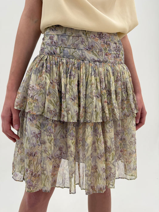 Fustă luxury Blumarine din mătase naturală în culori pudrate