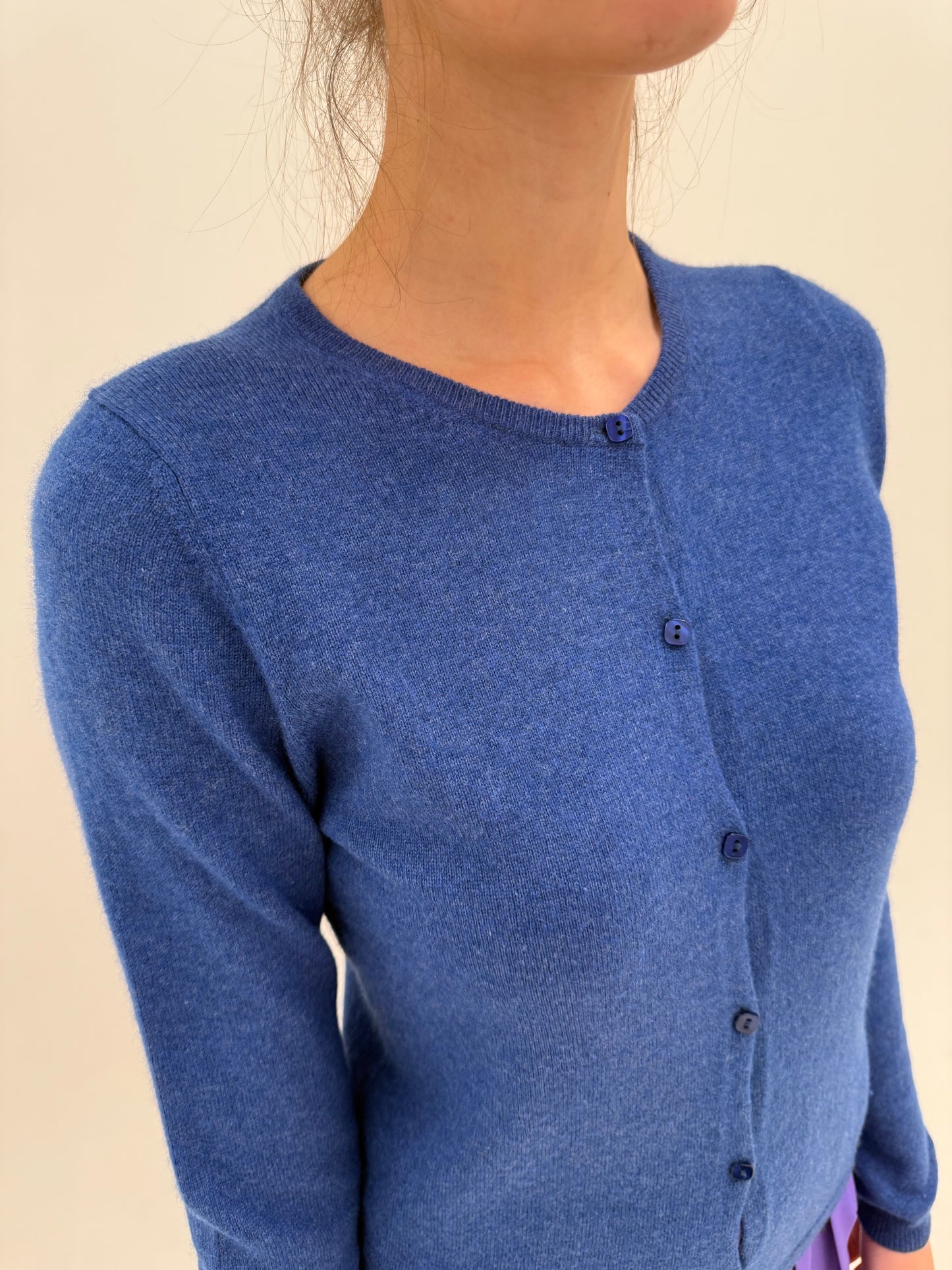 Cardigan jeans blue din cașmir