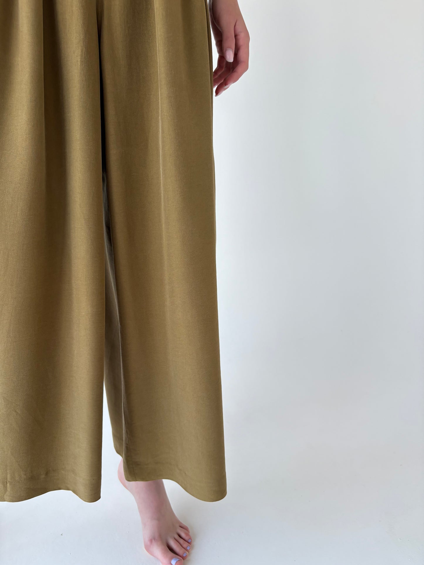 Pantaloni palazzo super ampli din mătase naturală