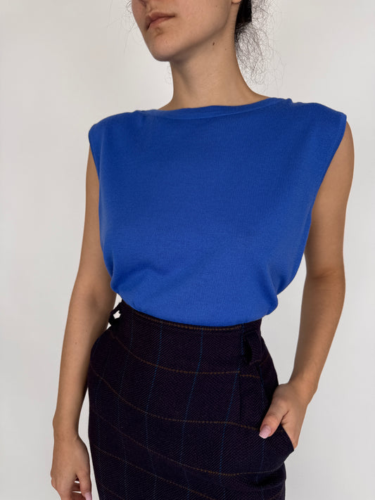 Top lapis blue din lana merino extrafina