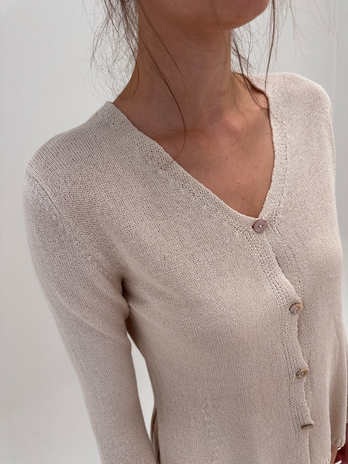 Soft knit superb de vară din in sand nude