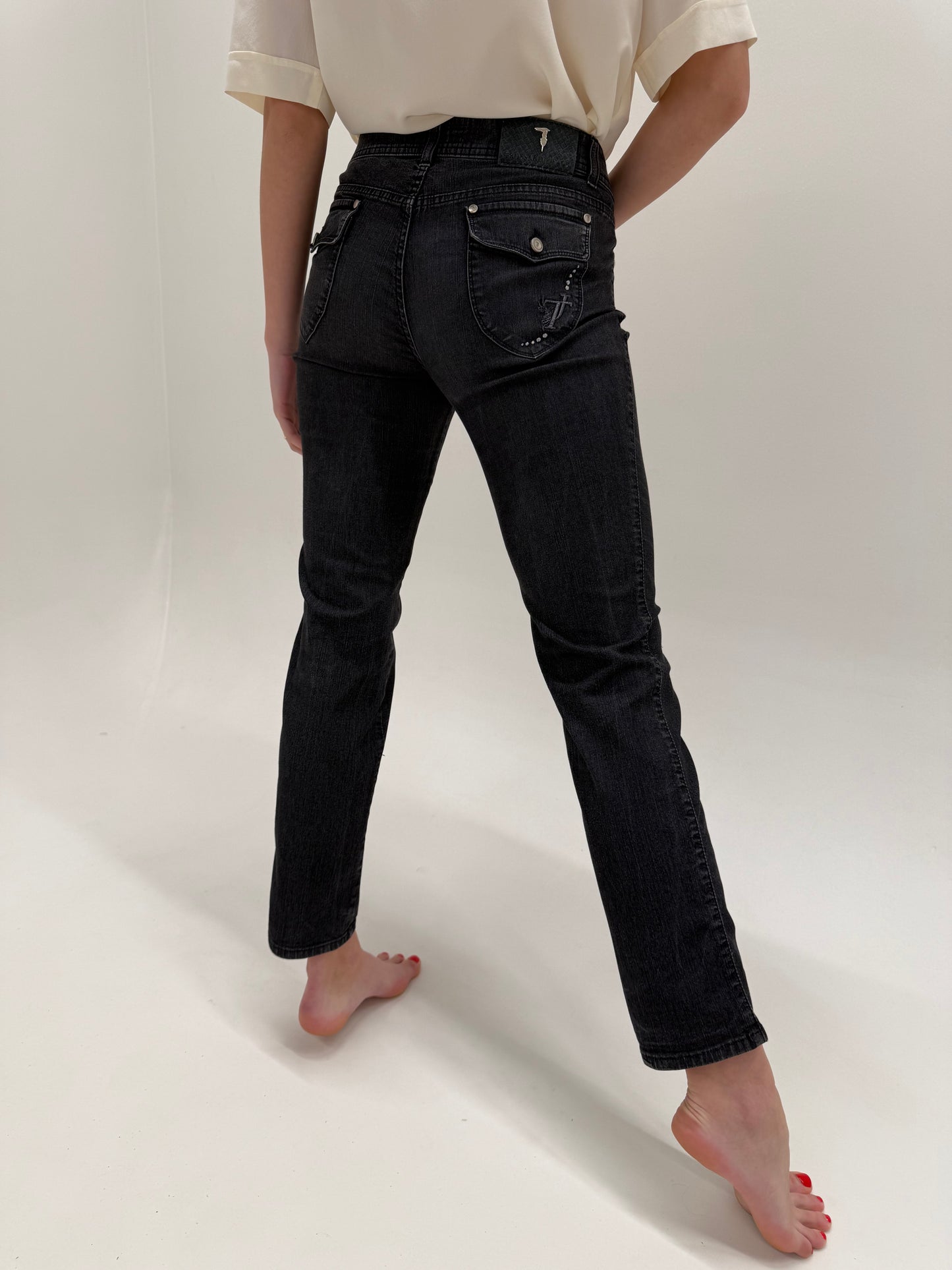Jeans modelatori luxury Trussardi in croi și wash clasic