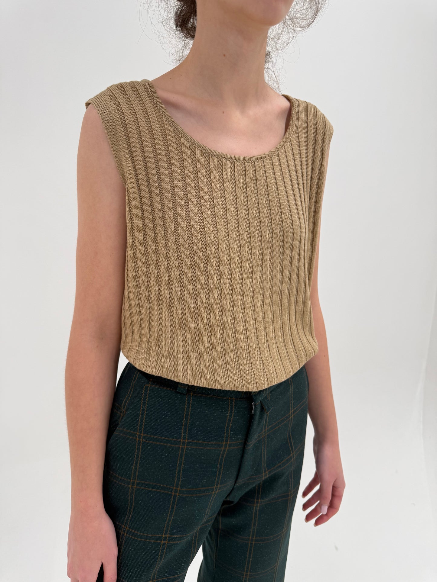 Set camel de gramaj mare din lana merino extrafina ribbed