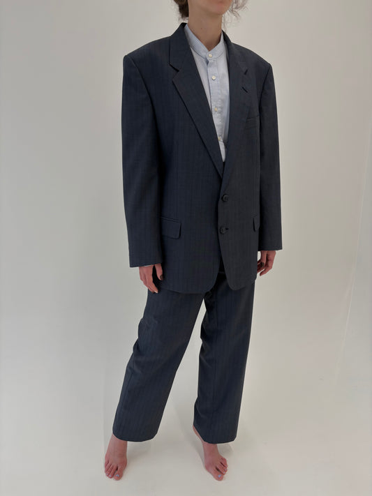 Costum italian dark jeans blue din lana extrafina în croi actual