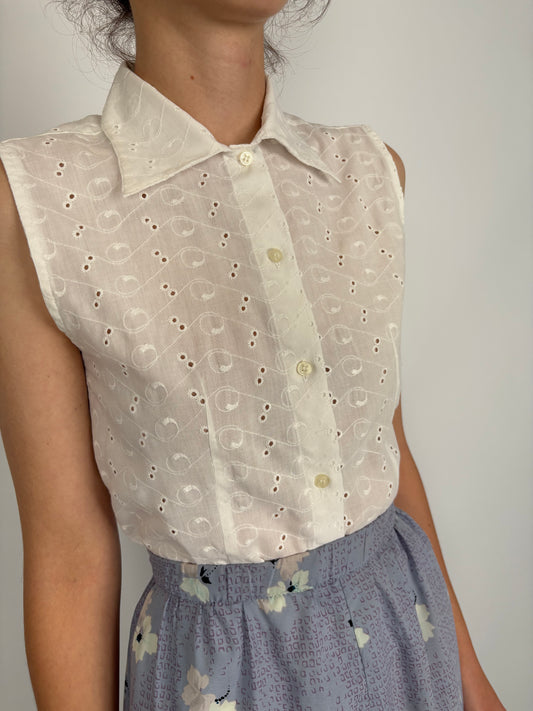Cămașa vintage ușor cambrata integral broderie anglaise