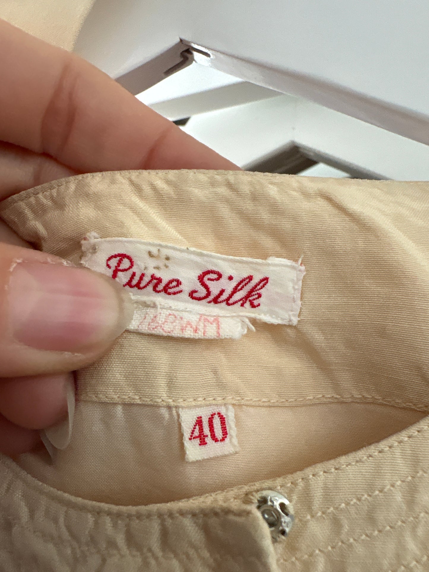 Rochie vintage din panza de mătase naturală butter white în stil Safari