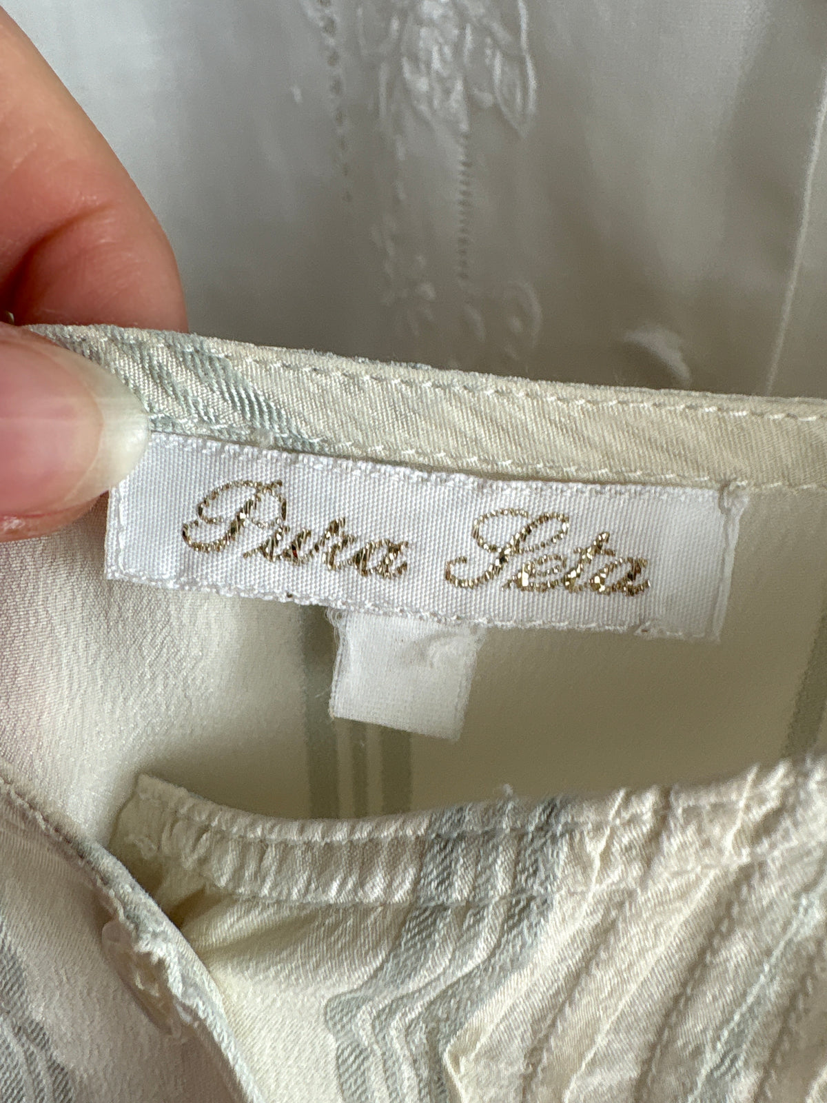 Rochie vintage italiană în stil Prada din mătase naturală cu broderie manuală