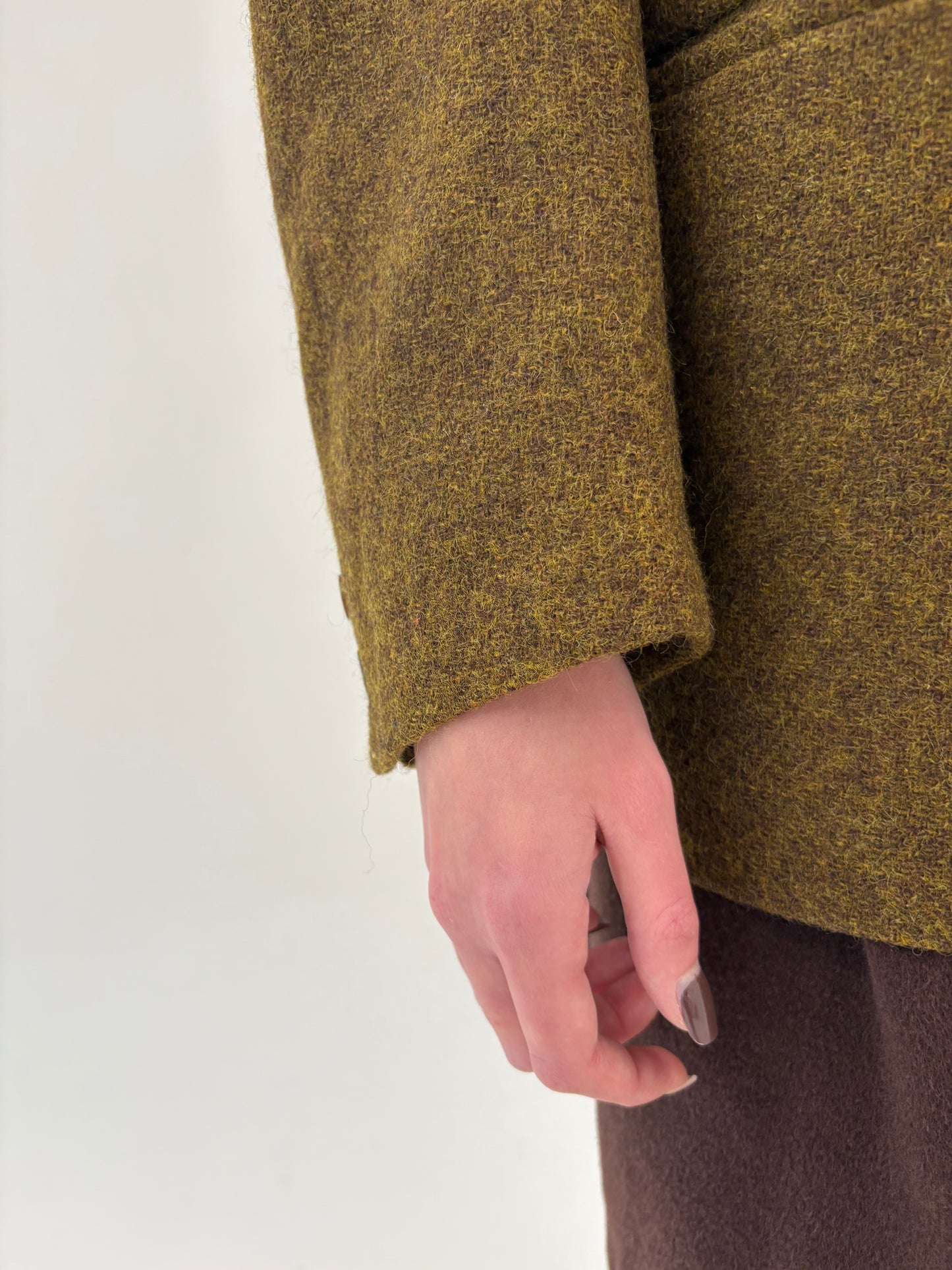Sacou high end italian din tweed de lana mustard green