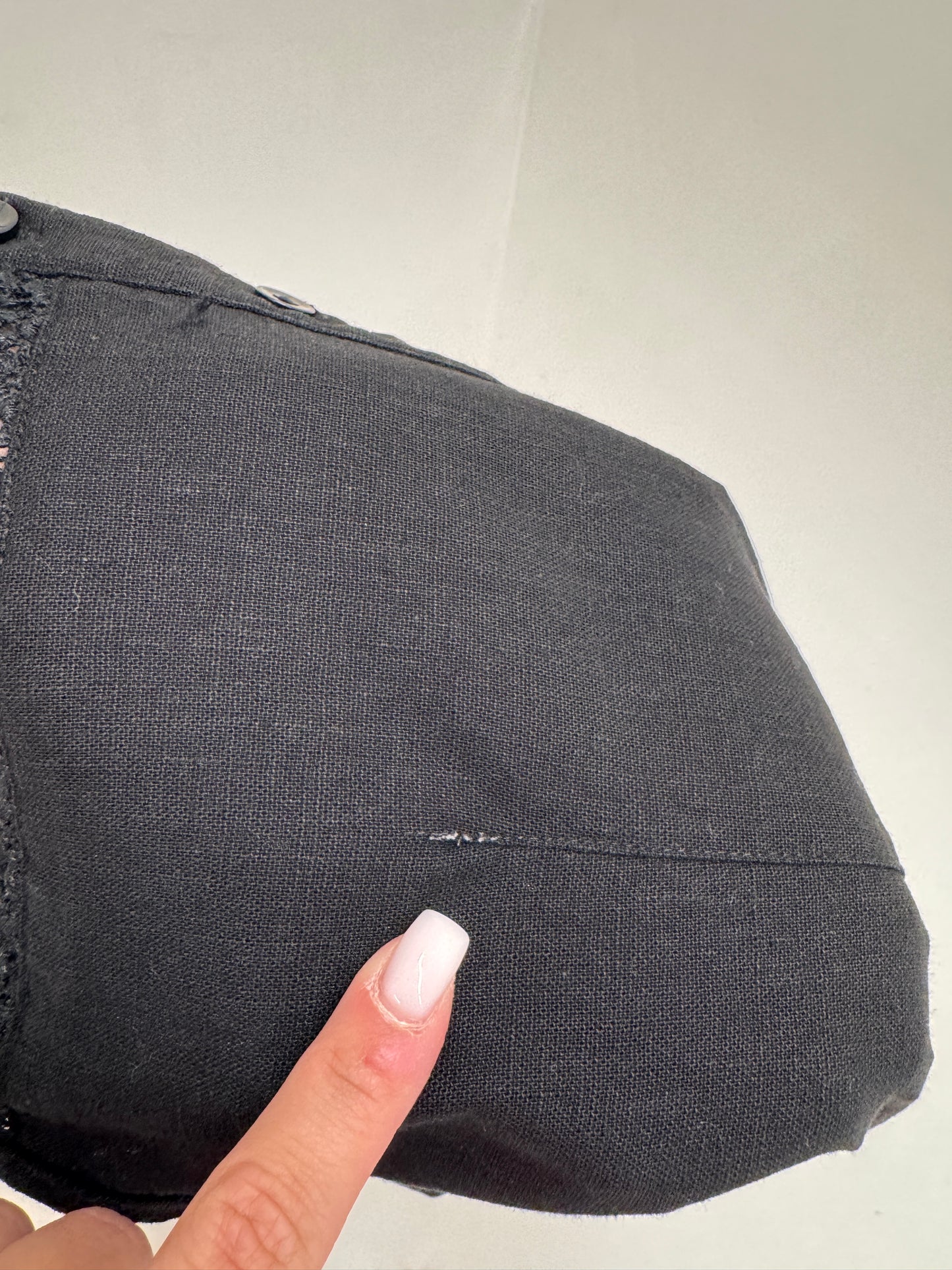 LBD vintage din pânză de in și bumbac cu dantelă macrame in croi lejer