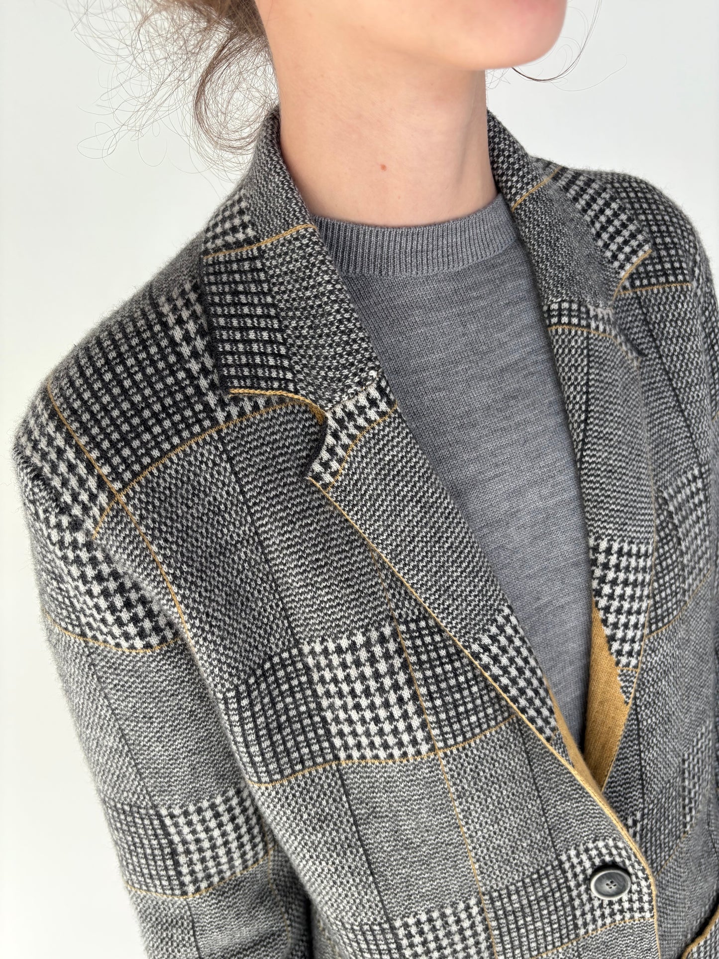 Sacou italian din tricot dens de gramaj mare din lana merino extrafina