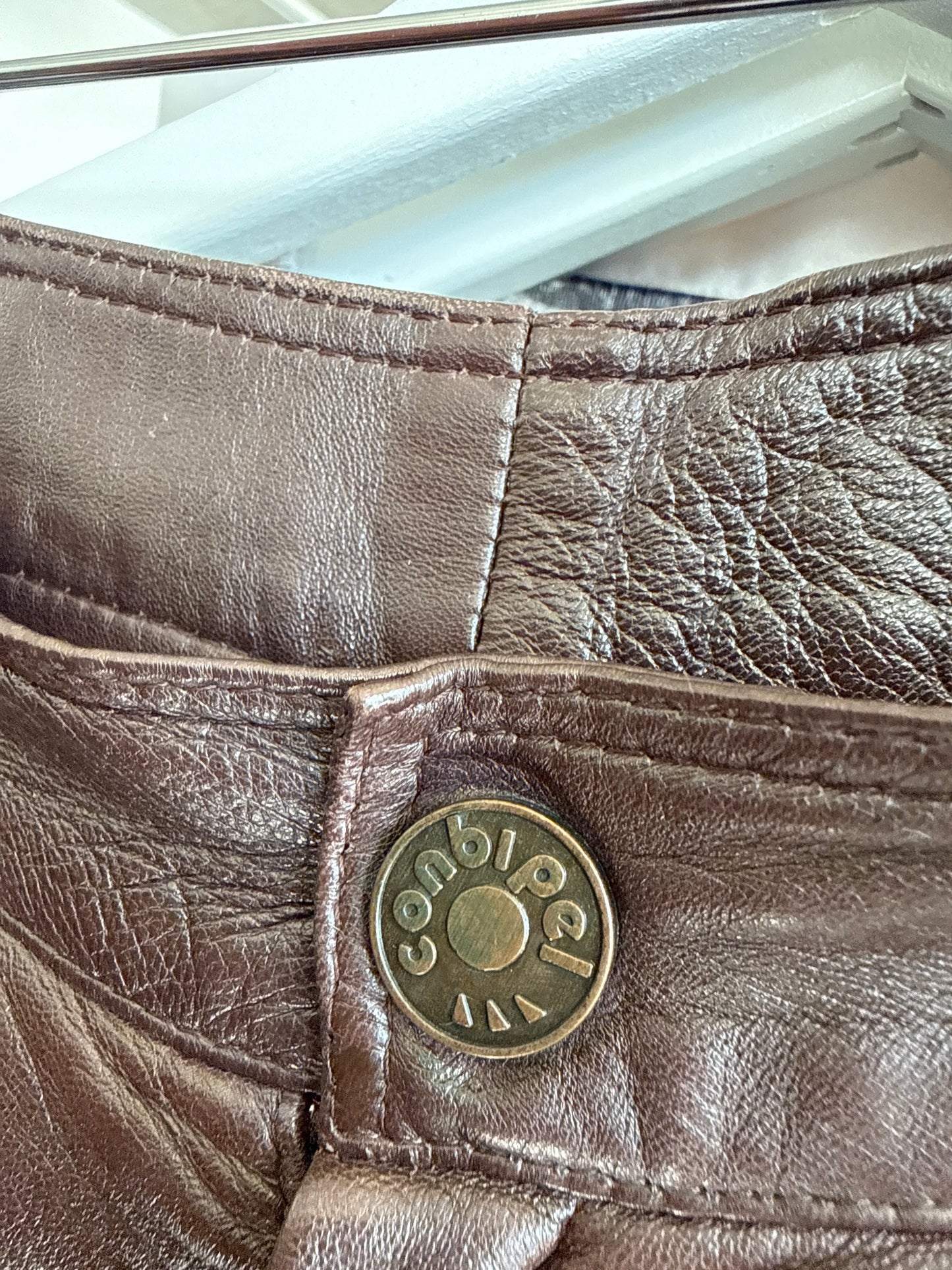 Pantaloni din piele naturală extrem de moale chocolate brown mom fit