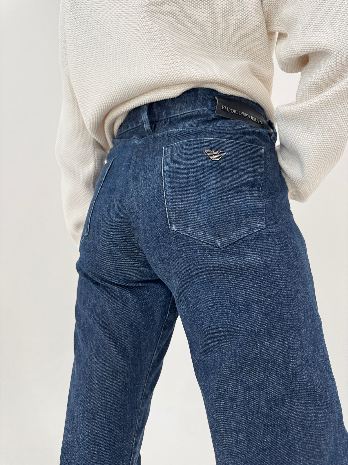 Jeans Armani tall din bumbac plin classic wash straight leg