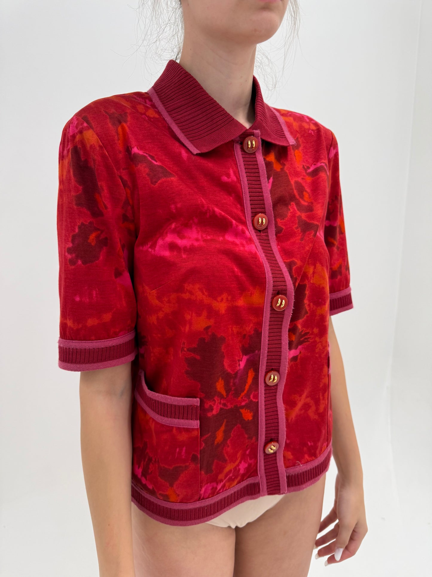 Top vintage luxury polo italian în stil Gucci din bumbac luxury Filo di Scozia
