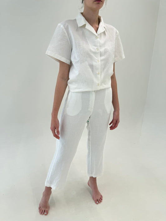 Pantaloni din in în croi clasic  petite