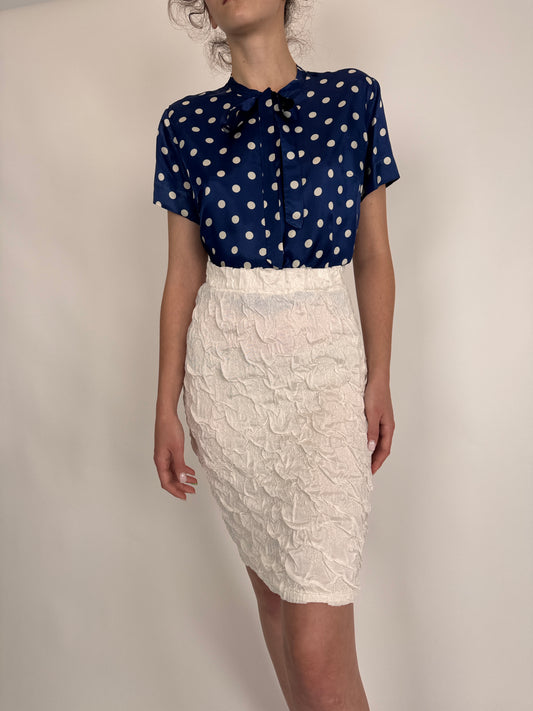 Fustă vintage modelatoare gofrata butter white
