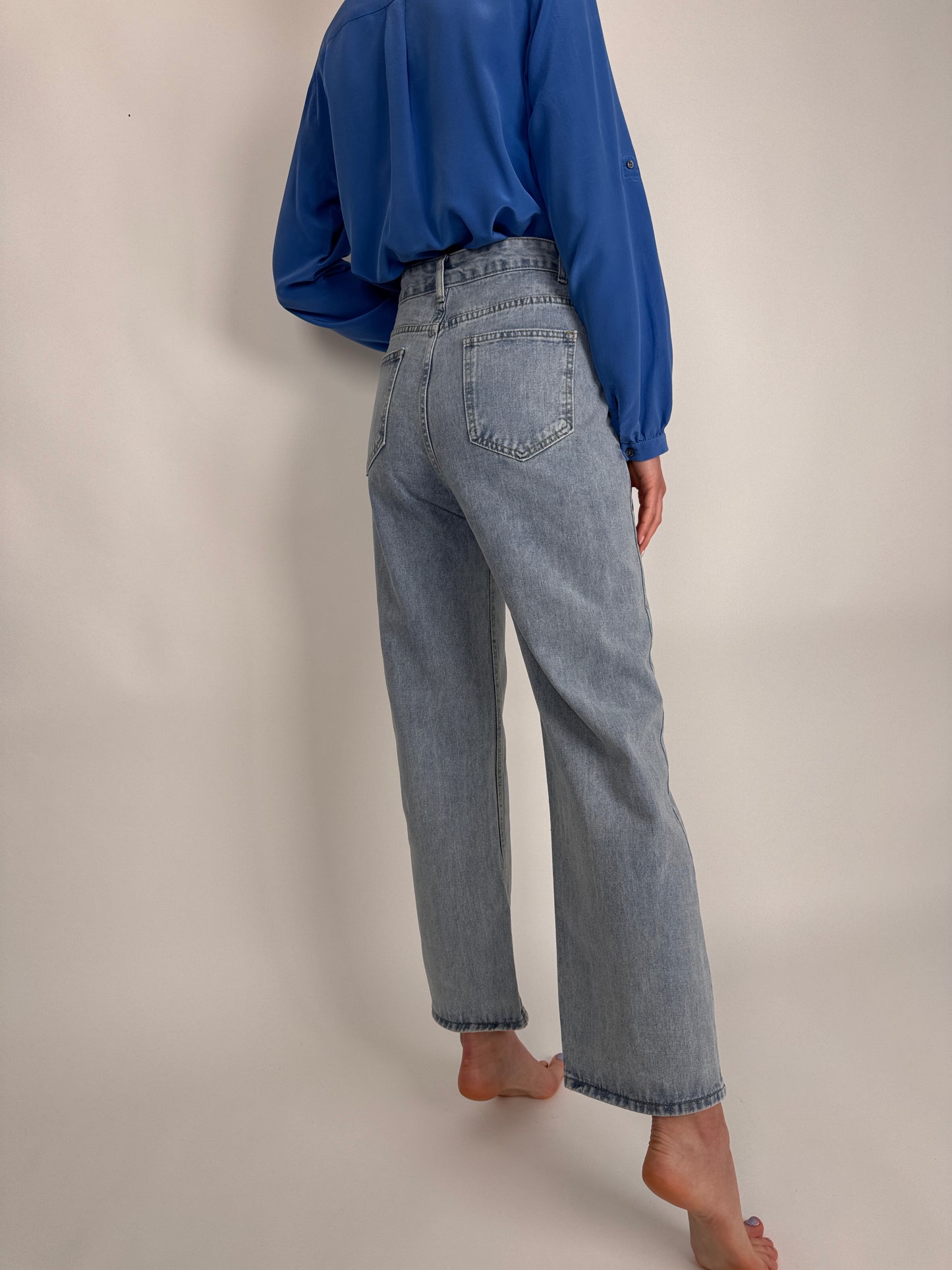 Jeanși tall cu talie ultra înaltă light wash