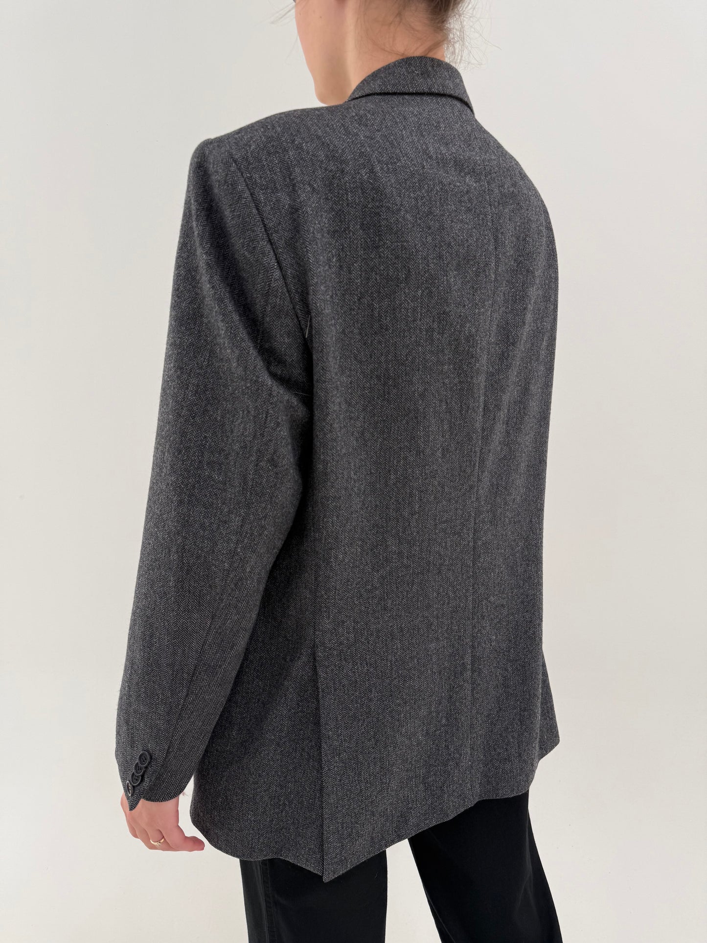 Sacou Burberry din stofă de extrafina si cașmir melanj in croi actual