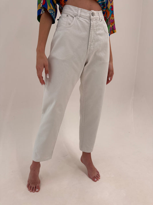 Pantaloni mom fit luxury Trussardi din bumbac ușor structurat