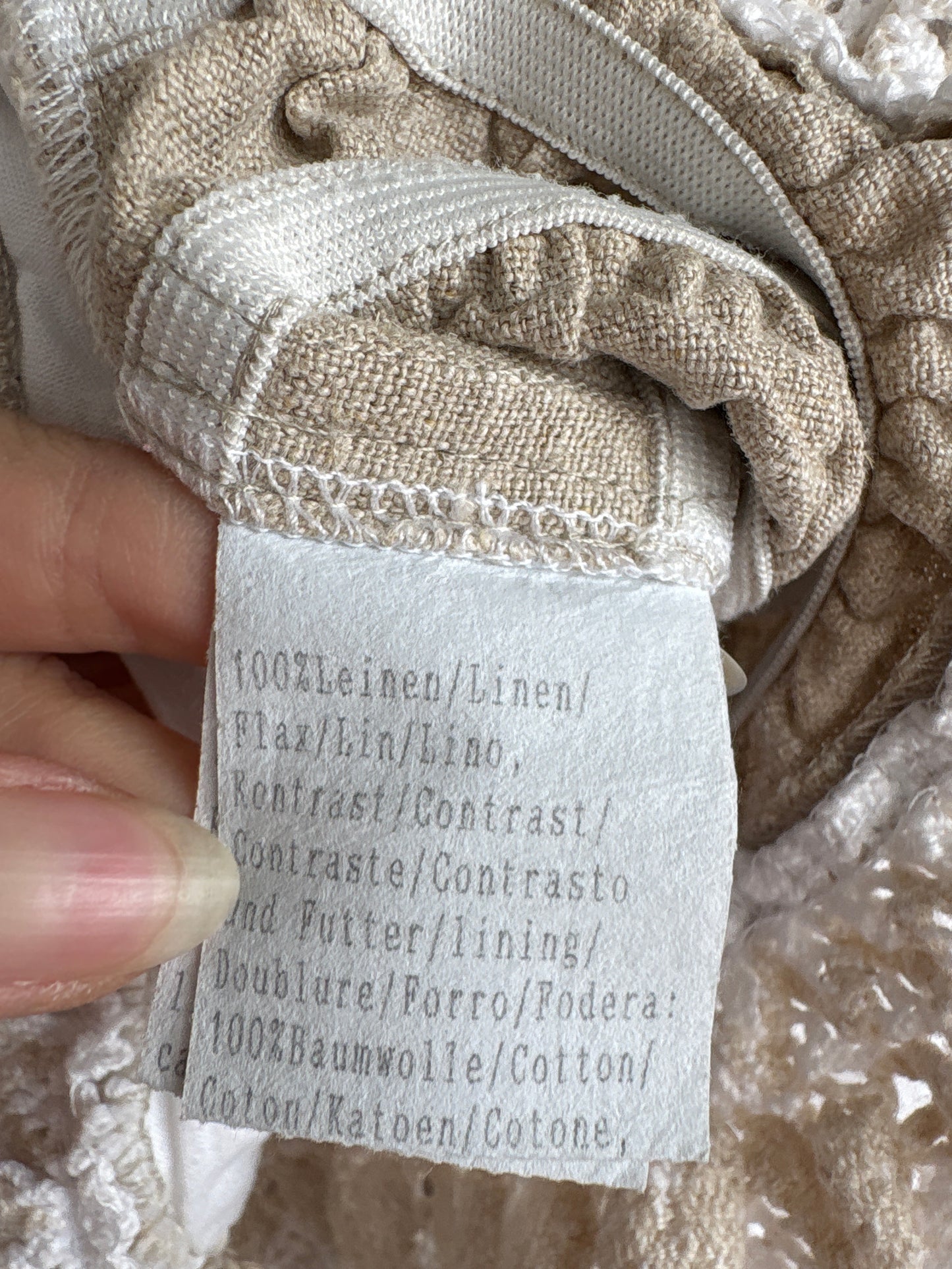 Corsaj vintage din pânză de in și macrame cu bretele late