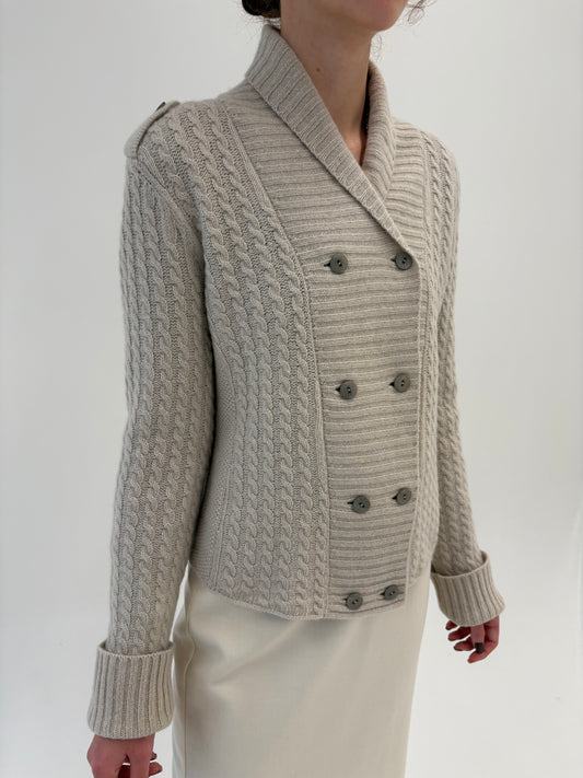 Jacheta luxury din cașmir super gros multiply off white italiană