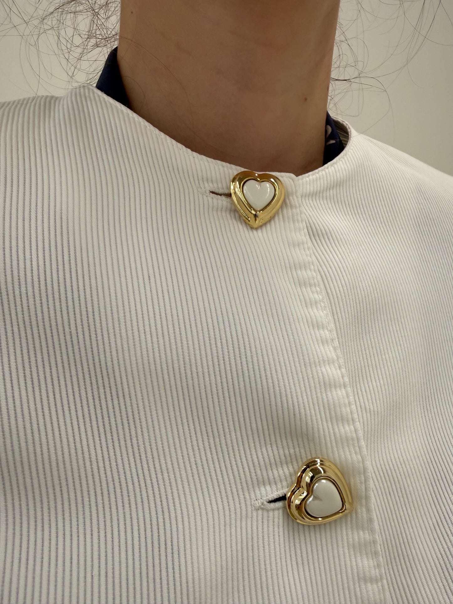 Sacou vintage în stil Moschino din faille de bumbac cu nasturi bijuterie