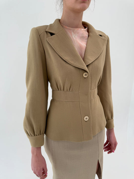 Sacou camel de brand high end italian ultra cambrat demi couture